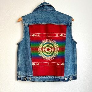 Pendleton 90s Denim Vest with Wool Aztec back panel